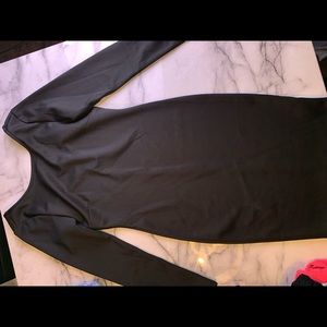 Long sleeve black body con dress.